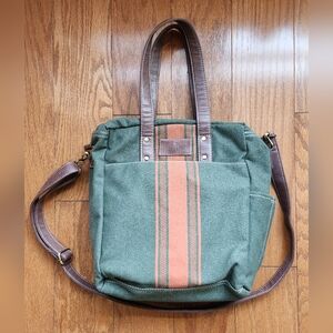 Maika Green and Orange Commuter Unisex Messenger Tote Bag